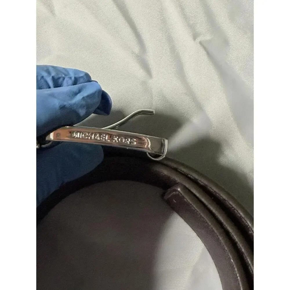 Michael Kors Brown‎ MK Logo Belt Silver Buckle Men’s Size ~40”